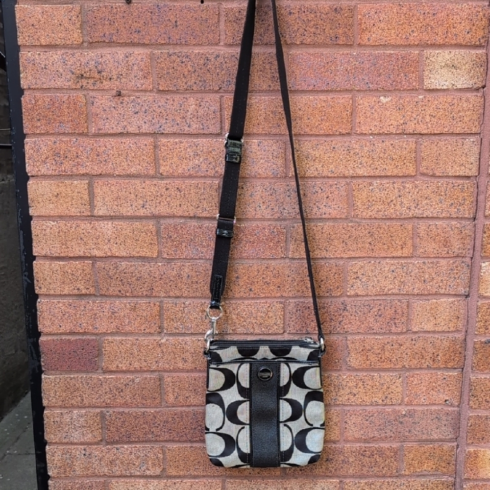 Coach Black and Gray Checkered Crossbody Bag